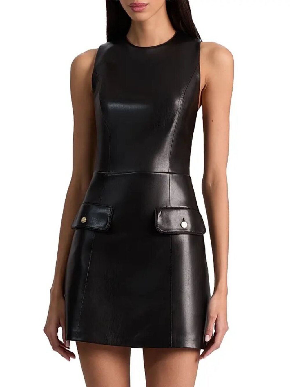 ALICE + OLIVIA  Marcella Faux-Leather Minidress Size 10 (runs small) NWT - Picture 4 of 15